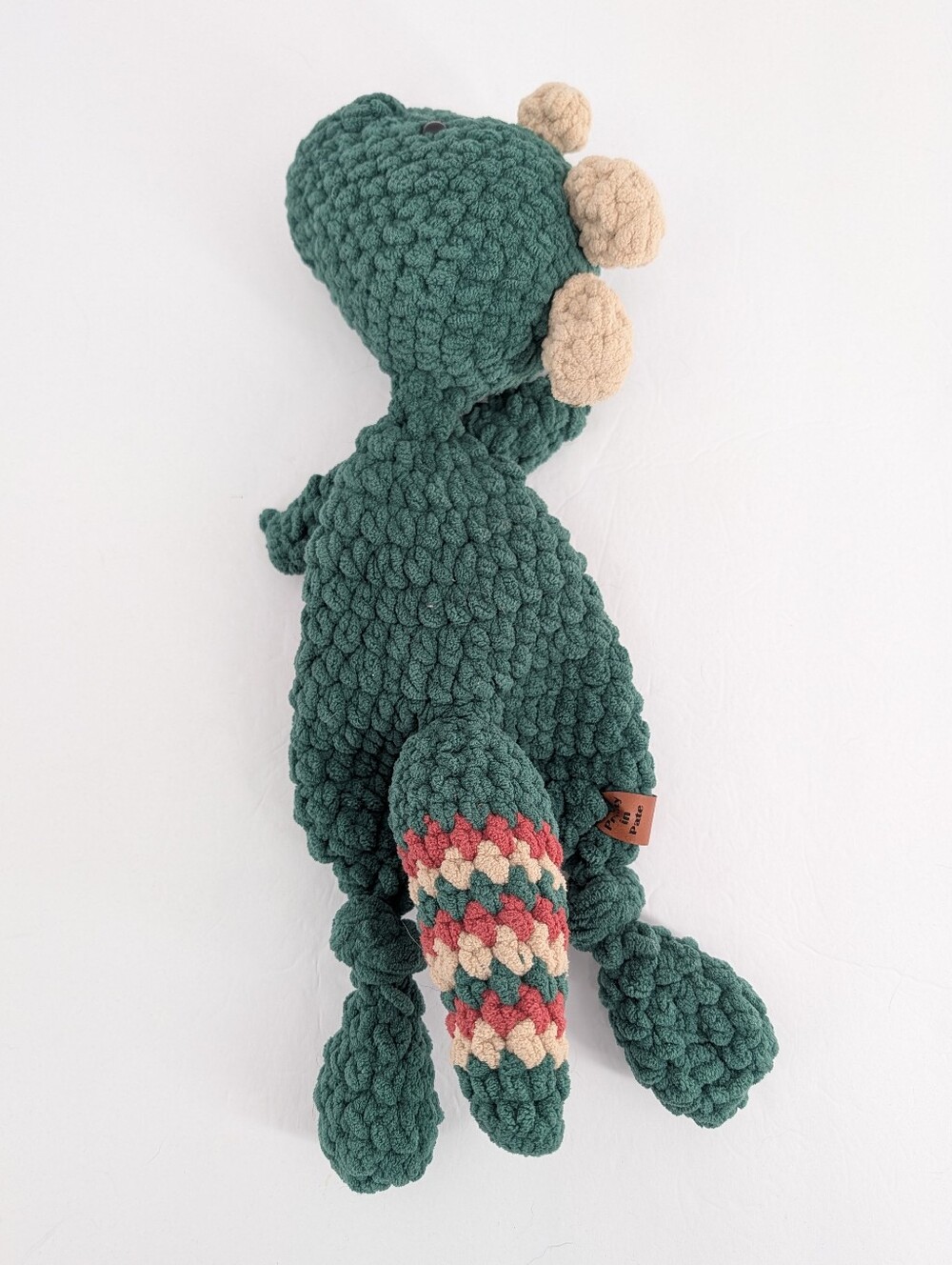 Pretty In Pate Crochet Knit Dinasaur Plushie Soft One Of Kind Custom Green - Picture 2 of 4